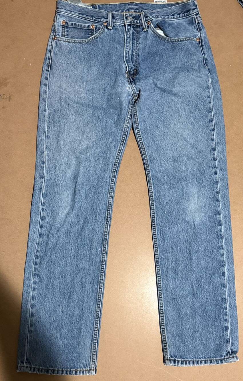 Levi's 505 Regular Straight Jeans 34x32 Light Wash Denim